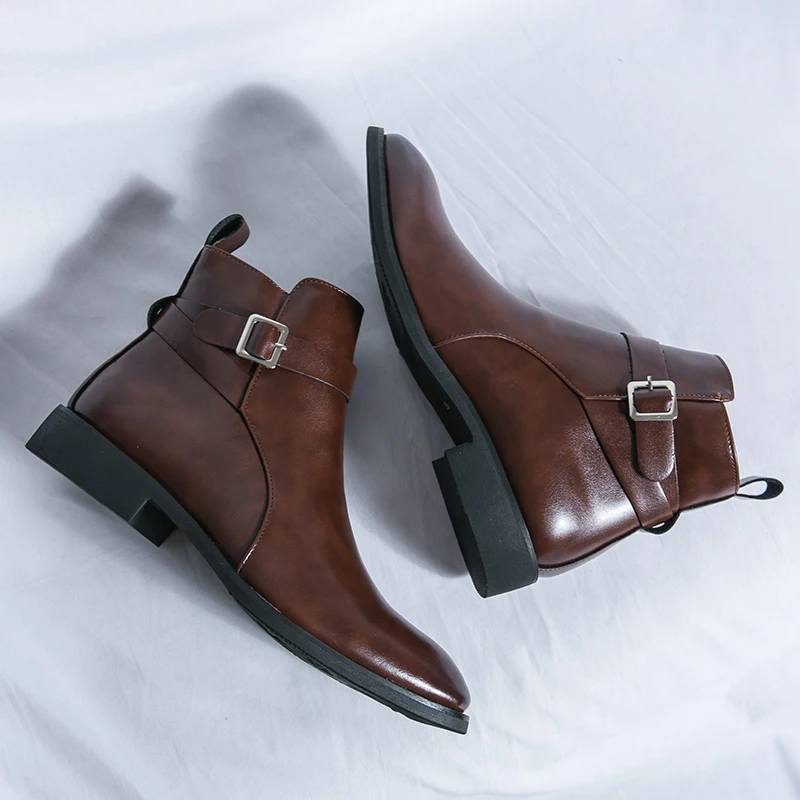 Men Formal Wear With Boots - Moda Tasarımcısı Erkek Sivri Deri Çizmeler