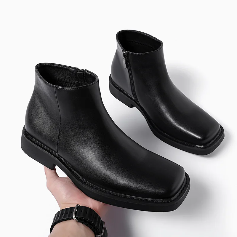 Men Formal Wear With Boots - Siyah Yeni Moda Erkek Rahat deri