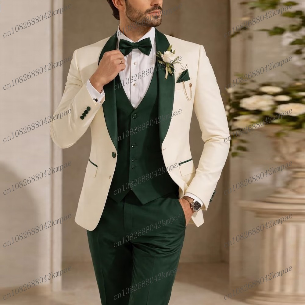 Men Formal Wear Pinterest - Yeni Fildişi ve Koyu Yeşil Resmi