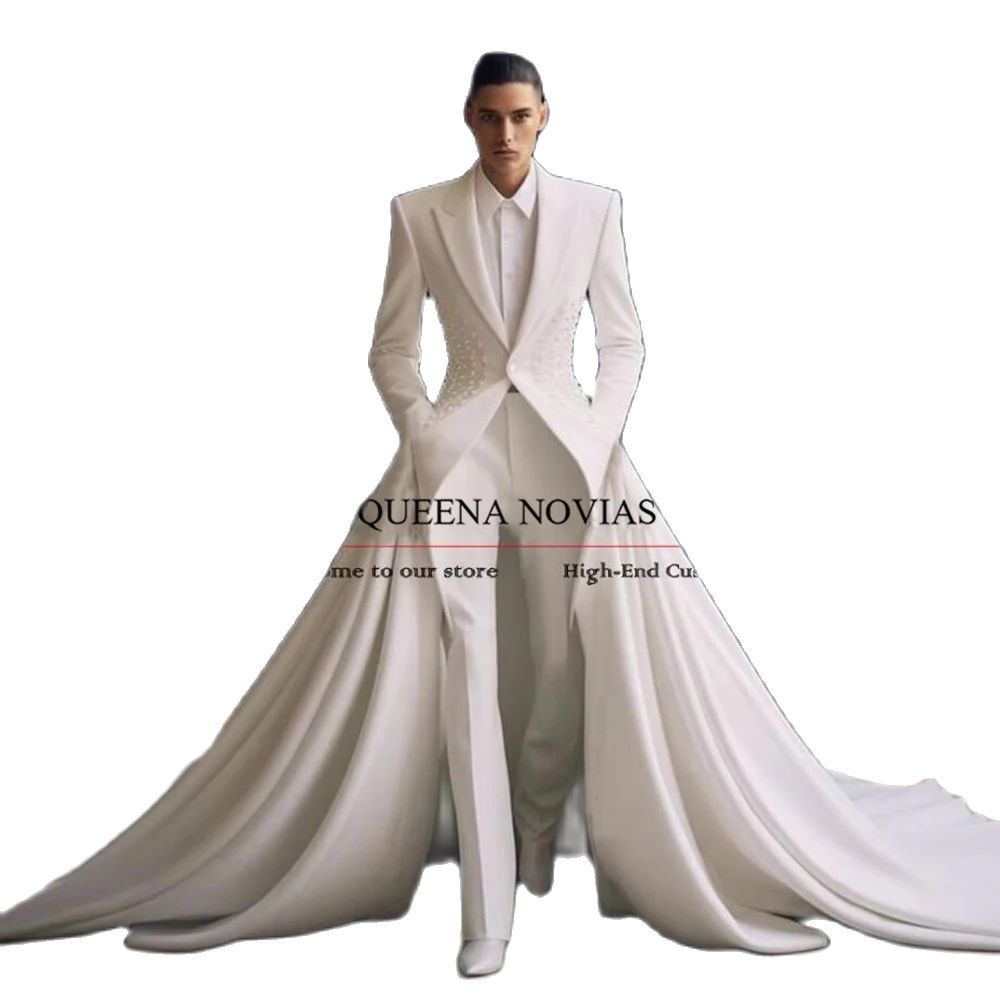 Men'S Formal Wear No Suit - Zarif İncili Pelerinli Erkek Takımları, Uzun