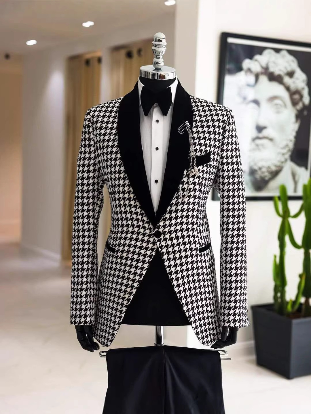 Şık Köpek Dişi Desenli Ekose E - Men Formal Wear Clothes incelemesi ve fiyatı
